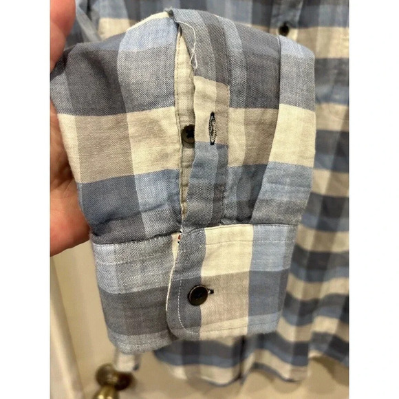 Flag & Anthem Button Down Cotton Shirt Blue Plaid Long Sleeve Men’s Size Large - Picture 9 of 10